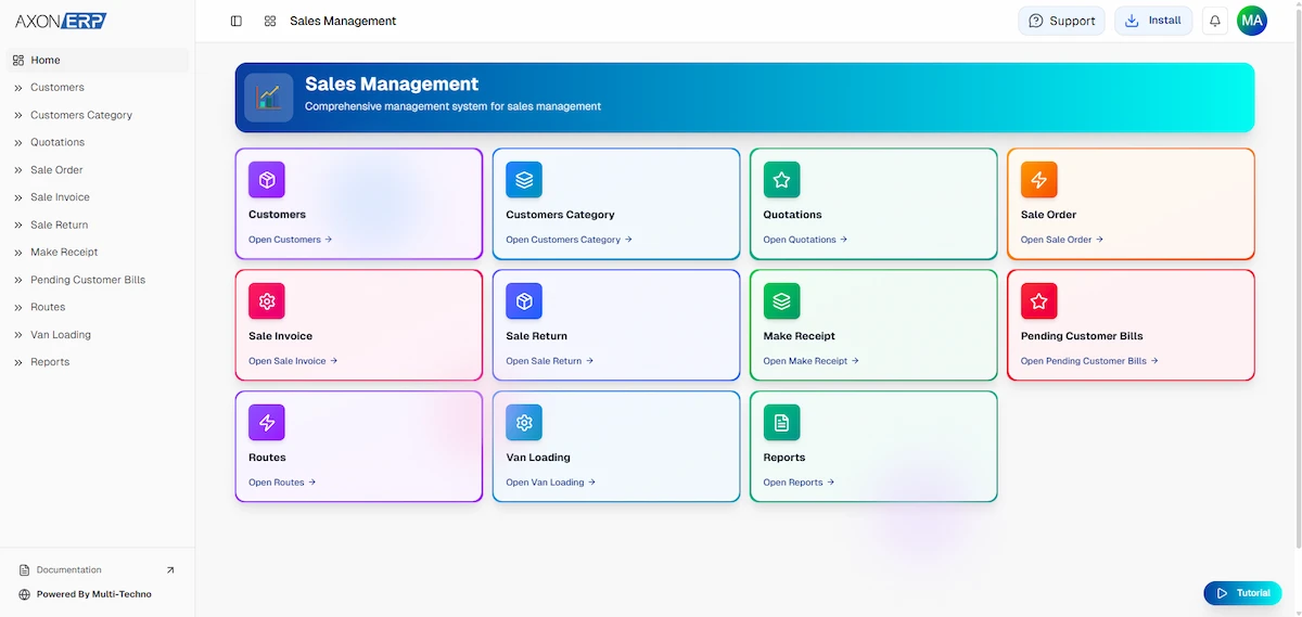Sales Management ERP Pakistan - Axon ERP sales orders and invoicing dashboard